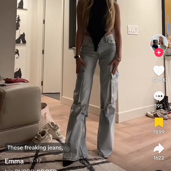 Zara TRF Cargo mid rise jeans - Picture 2 of 6